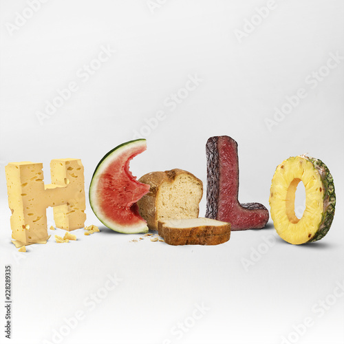 Hello Fresh Tasty Commercial Sign By Food Slices Photo