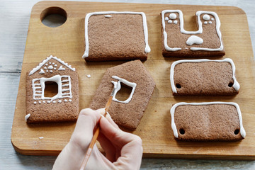 Sticker - How to make gingerbread house, step by step, tutorial.