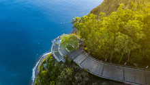 Drone Photography Of "Cabo Girao" Viewpoint Situated At "Camara De Lobos", Madeira Island, Portugal. The Highest Promontory In Europe With An Elevation Of 580 Meters.
