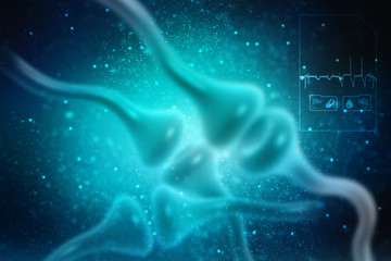 Poster - Synapse and Neuron cells sending electrical chemical signals. 3d rendering