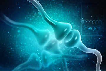 Poster - Synapse and Neuron cells sending electrical chemical signals. 3d rendering
