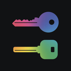 Poster - keys icons set. Rainbow color and dark background