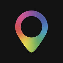 map label icon. Rainbow color and dark background