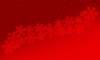 Christmas illustration with snowflakes on gradient background in red colors. Vector graphic illustration.