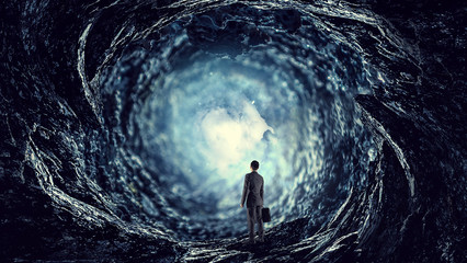 Wall Mural - businessman and cosmos concept