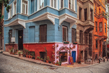 Wall Mural -  Colorful houses of the Balat district, Istanbul, Turkey.