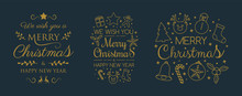 Concept Of Christmas Ornaments With Wishes. Vector.