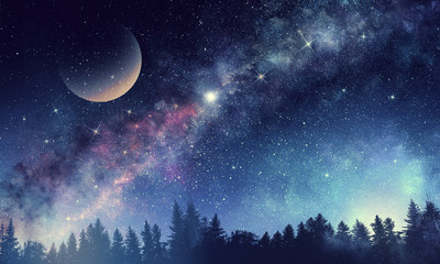 full moon in night starry sky
