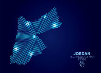 Poster - Jordan dotted technology map. Modern data communication concept