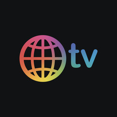 domain for media and television, globe and tv. Rainbow color and