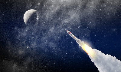 Wall Mural - rocket space ship . mixed media