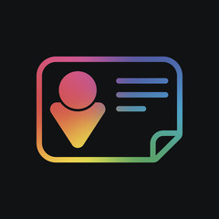 Poster - Identification card icon. Linear style. Rainbow color and dark background