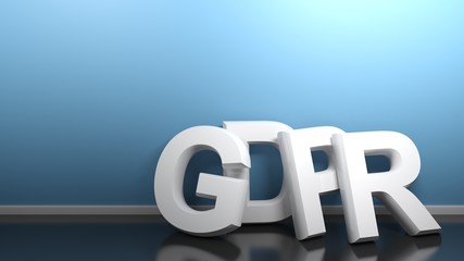 Poster - GDPR white write at blue wall - 3D rendering