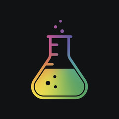 Poster - Medical test tube icon. Rainbow color and dark background