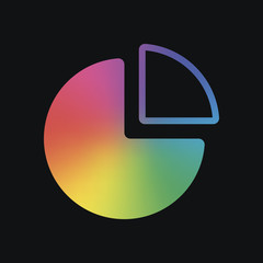 Poster - Business pie chart icon. Rainbow color and dark background