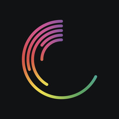 Poster - Business pie chart icon. Rainbow color and dark background