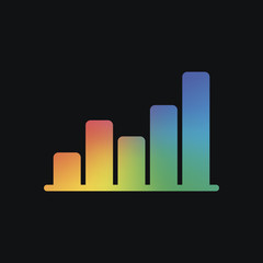 Poster - Finance grapgic, grow. Rainbow color and dark background