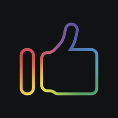 Poster - Simple like icon. Social symbol. Rainbow color and dark background