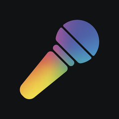 Poster - Hands microphone icon. Rainbow color and dark background
