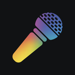 Poster - Hands microphone icon. Rainbow color and dark background