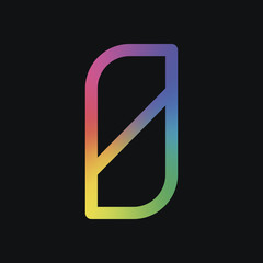 Poster - Number 0, numeral, zero. Rainbow color and dark background