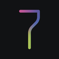 Poster - Number 7, numeral, seventh. Rainbow color and dark background