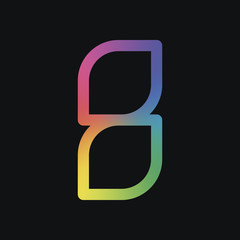 Poster - Number 8, numeral, eighth. Rainbow color and dark background