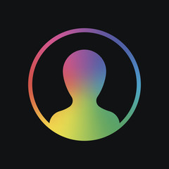 Poster - Profile, person in circle. Rainbow color and dark background