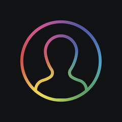 Poster - Profile, person in circle. Rainbow color and dark background