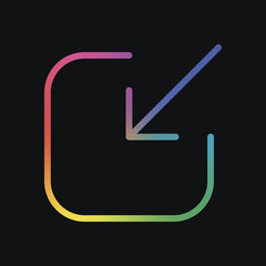 Poster - Share, login or download. Diagonal arrow into square. Rainbow color and dark background