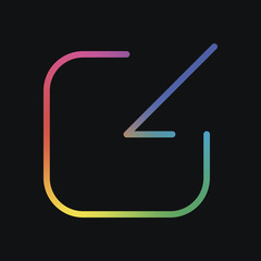 Poster - Share, login or download. Diagonal arrow into square. Rainbow color and dark background