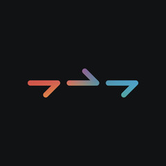 Poster - Few arrows, same direction. Linear, thin outline. Rainbow color and dark background