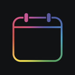 Poster - Simple calendar, Linear, thin outline. Rainbow color and dark background