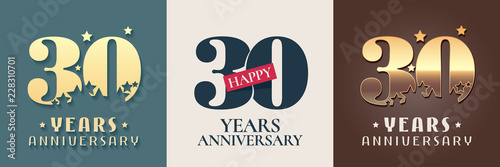 Fotomural 30 years anniversary set of vector icon, symbol, logo