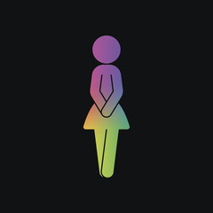 Poster - Female silhouette, woman icon. Rainbow color and dark background