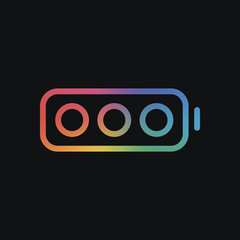 Poster - Simple empty battery, none level. Rainbow color and dark background