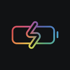 Poster - Simple charge battery, charging level. Rainbow color and dark background