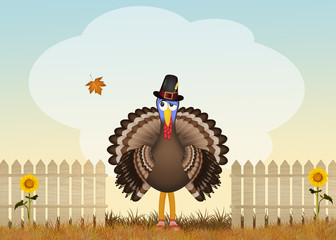 Sticker - turkey in autumn