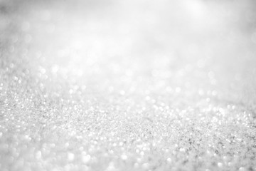 Wall Mural - abstract of bright and sparkling bokeh background. silver and diamond dust bokeh blurred lighting fr