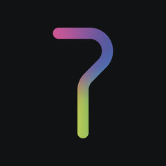 Poster - Number seven, numeral, simple letter. Rainbow color and dark bac