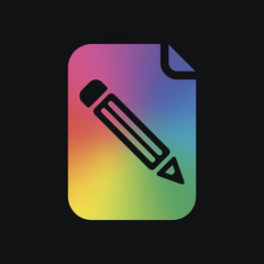 Poster - Paper and pencil icon. Rainbow color and dark background