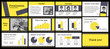 Business presentation template in yellow and grey on white background.