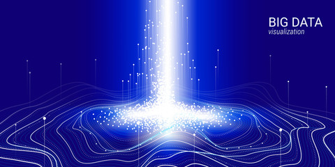 Wall Mural - wave 3d big data visualization. analysis infographic.