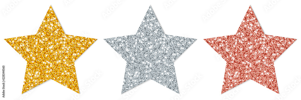 Stars Sparkling Gold/Silver/Copper - obrazy, fototapety, plakaty 