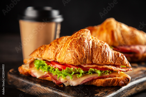 Fotografía Classic BLT croissant sandwiches
