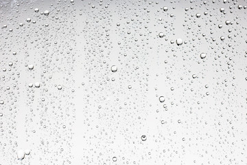 Sticker - gray wet background / raindrops to overlay on the window, weather, background drops of water rain on the glass transparent