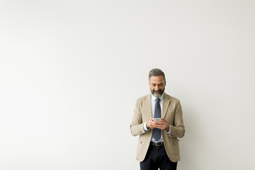 Wall Mural - Handsome mature businessman with mobile phone