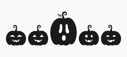 Canvas Print - halloween pumpkins jack o lanterns with different faces icons