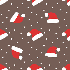 Wall Mural - Santa Claus hat seamless holiday pattern.