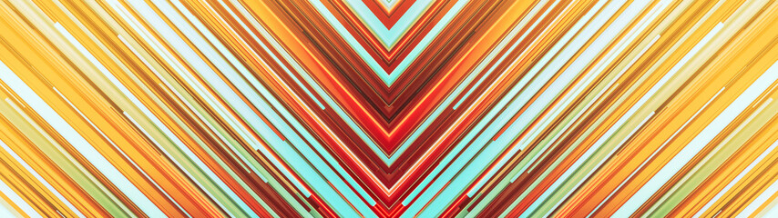 Poster - lots of digital glowing diagonal lines with different lengths and thicknesses and small particles. a